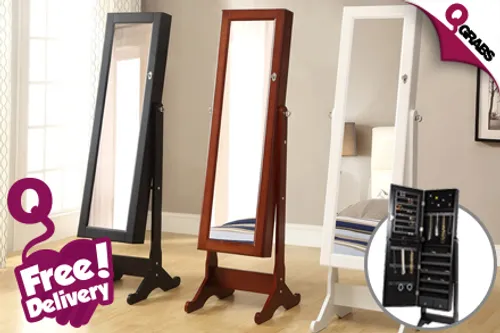 For QR449, Be Smart About Your Space with a Stand-up Jewelry Cabinet with Full Length Mirror - Includes FREE Delivery! (QR849 Value)